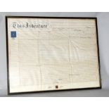 Signed Vintage Indenture 17/10/1803 70x55cm