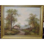 Oil on canvas Woodland scene signed R Danford 60x50cm