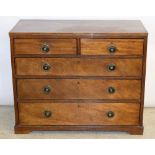 Georgian mahogany 2/3 chest of drawers with brass handles. 80 x 100 x 50cm