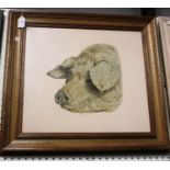 British School - Head Study of a Pig, 19th century chromolithograph laid on canvas, 44cm x 49.5cm,