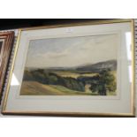 William Foxley Norris - Downland Landscape, watercolour, signed and dated 1925, 33.5cm x 50cm,