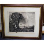 Fritz Krostewitz, after Corot - Italian Landscape, etching, signed in pencil, published by Casper,