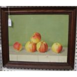 J. Kirstetter - Still Life of Apples on a Ledge, oil on canvas, signed and dated 1903, 31.5cm x 39.