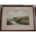 Stewart Brooke - Arundel Castle from the River, watercolour, signed, 24cm x 34cm, within a stained