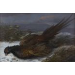 T.G. Targett - Dead Pheasant in a Snowy Landscape, oil on canvas, signed and dated 1870, 39cm x 59.