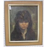 K.G. Somers-Yeates - Portrait of a Child crying, oil on canvas, signed, 49cm x 38.5cm, within a