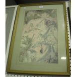 Raymond Coxon - Fantasy Scene, 20th century pastel over watercolour, signed 47.5cm x 29.5cm,