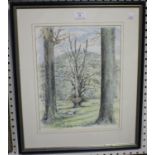 Roger Smith - 'West Dean Park', watercolour over pen and ink, signed and dated '90, 36.5cm x 28.5cm,