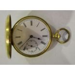 An 18ct gold keywind hunting cased gentleman's pocket watch, with an unsigned gilt jewelled lever