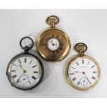 A Waltham gilt metal cased keyless wind open-faced gentleman's pocket watch, the movement