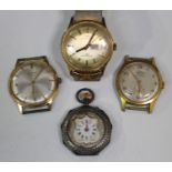 A silver cased keyless wind open-faced lady's fob watch, with a gilt jewelled cylinder movement,