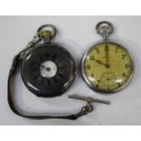 A silver keyless wind half-hunting cased gentleman's pocket watch, with an unsigned gilt jewelled