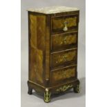 An early 20th century Louis XV style kingwood and marquetry inlaid narrow secrétaire chest of