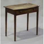 A 19th century mahogany bowfront side table, fitted with a drawer, on square tapering legs, height