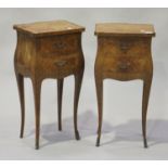 A pair of mid-20th century French kingwood bedside chests of two drawers, on cabriole legs, height
