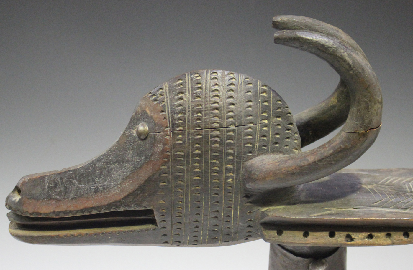 A Bamana Chiwara carved hardwood headdress, Mali, modelled in the form of a stylized antelope, - Image 2 of 6