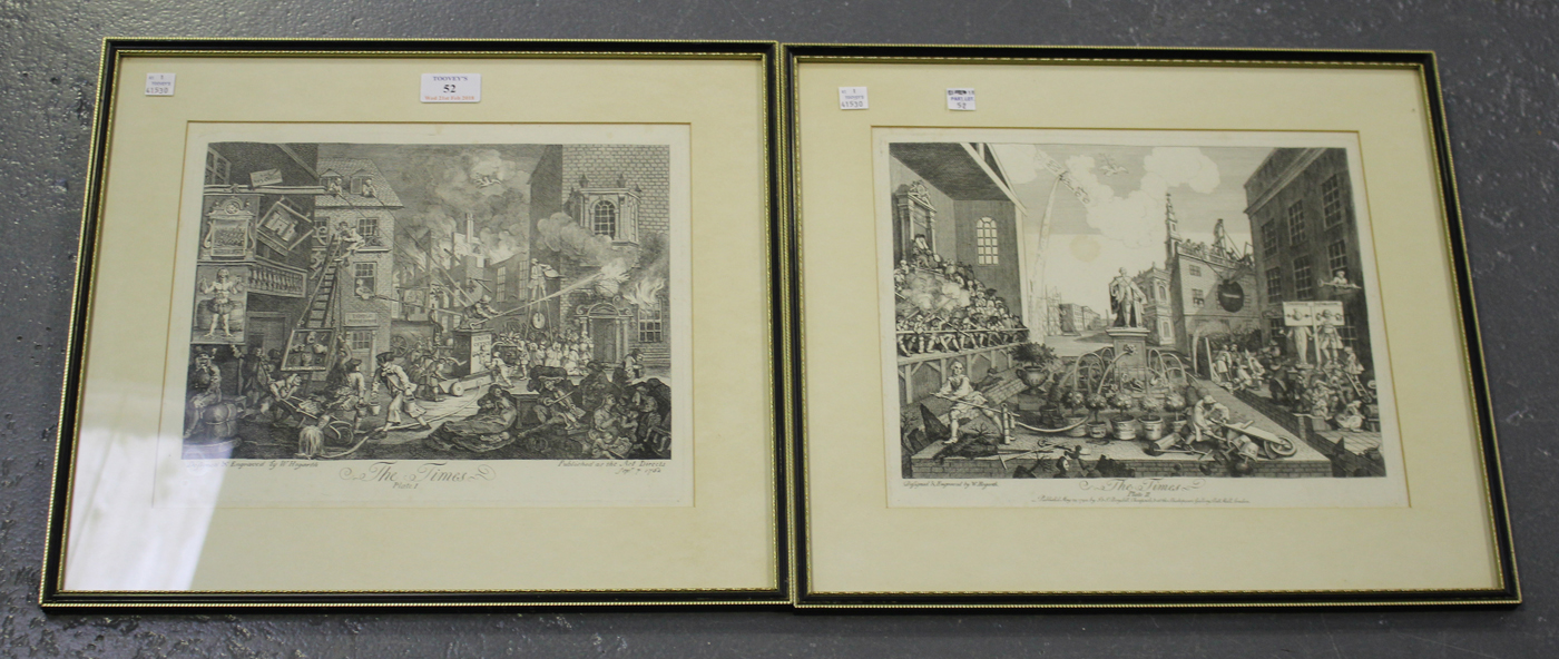 William Hogarth - 'The Times', etching with engraving, 26cm x 32cm, within a Hogarth style frame,