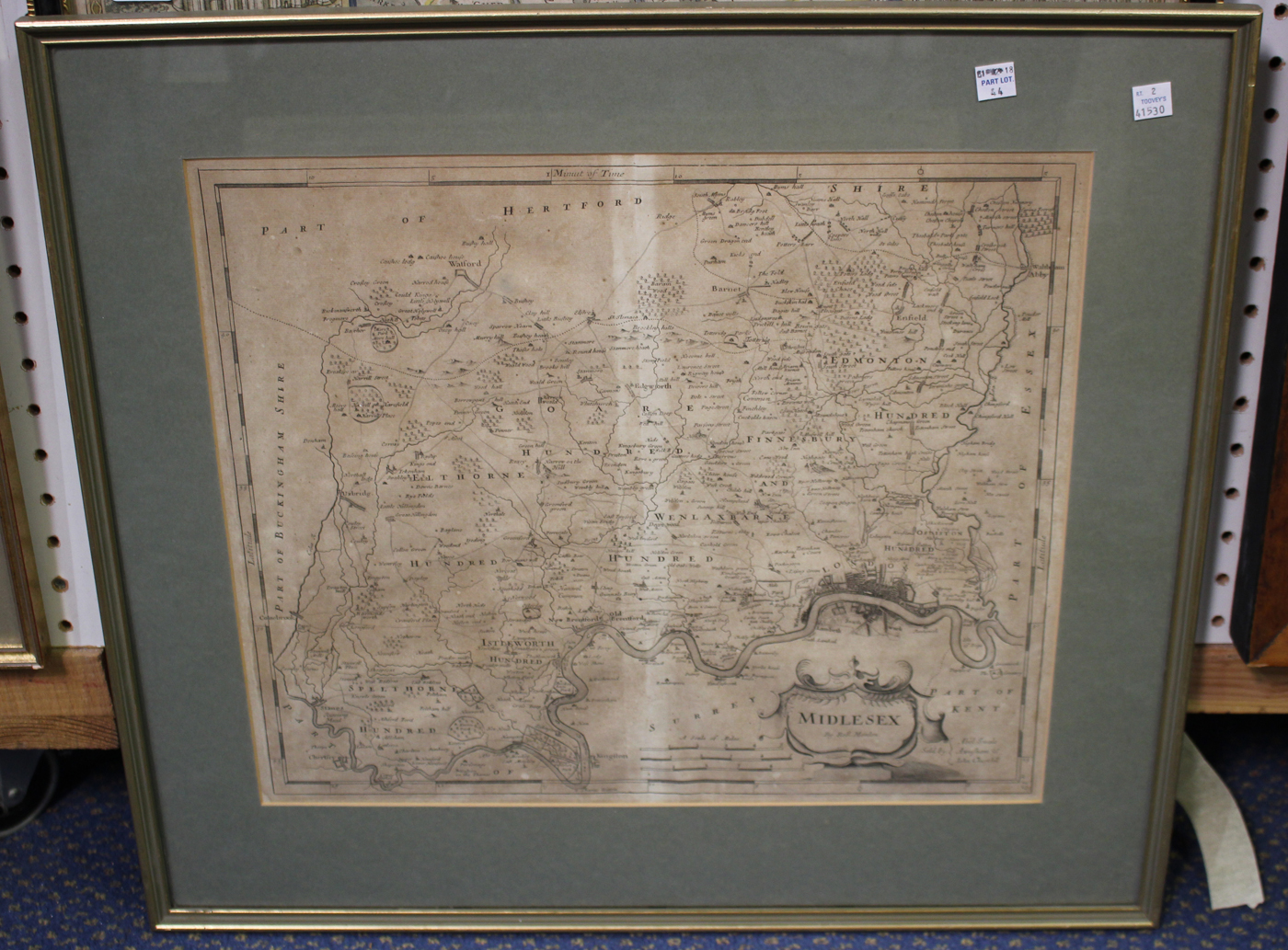 Jodocus Hondius - 'Surrey Described and Divided into Hundreds' (Map of the County), engraving with - Image 2 of 3