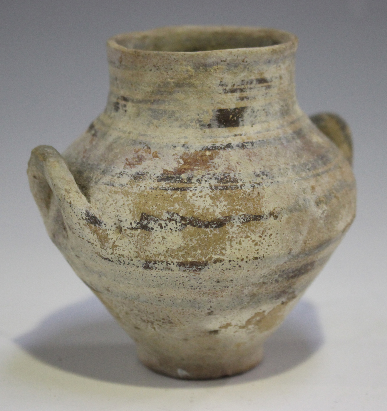 An Ancient Cypriot amphoriskos, circa 1100-1050BC, the ovoid body with two loop handles and - Image 3 of 3
