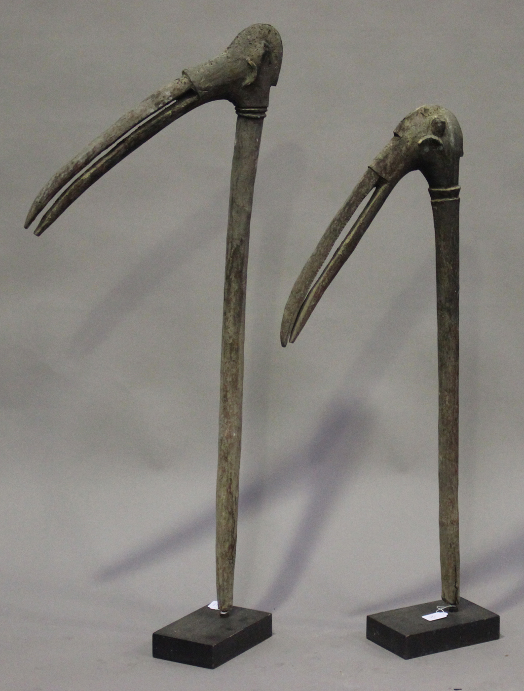 Two African carved hardwood diviner's rods, used by the Nunuma, Bwa, Bobo and Lobi people, each