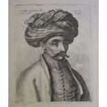 Wenceslaus Hollar - Half Length Portrait of a Turkish Man wearing a Turban, 17th century etching