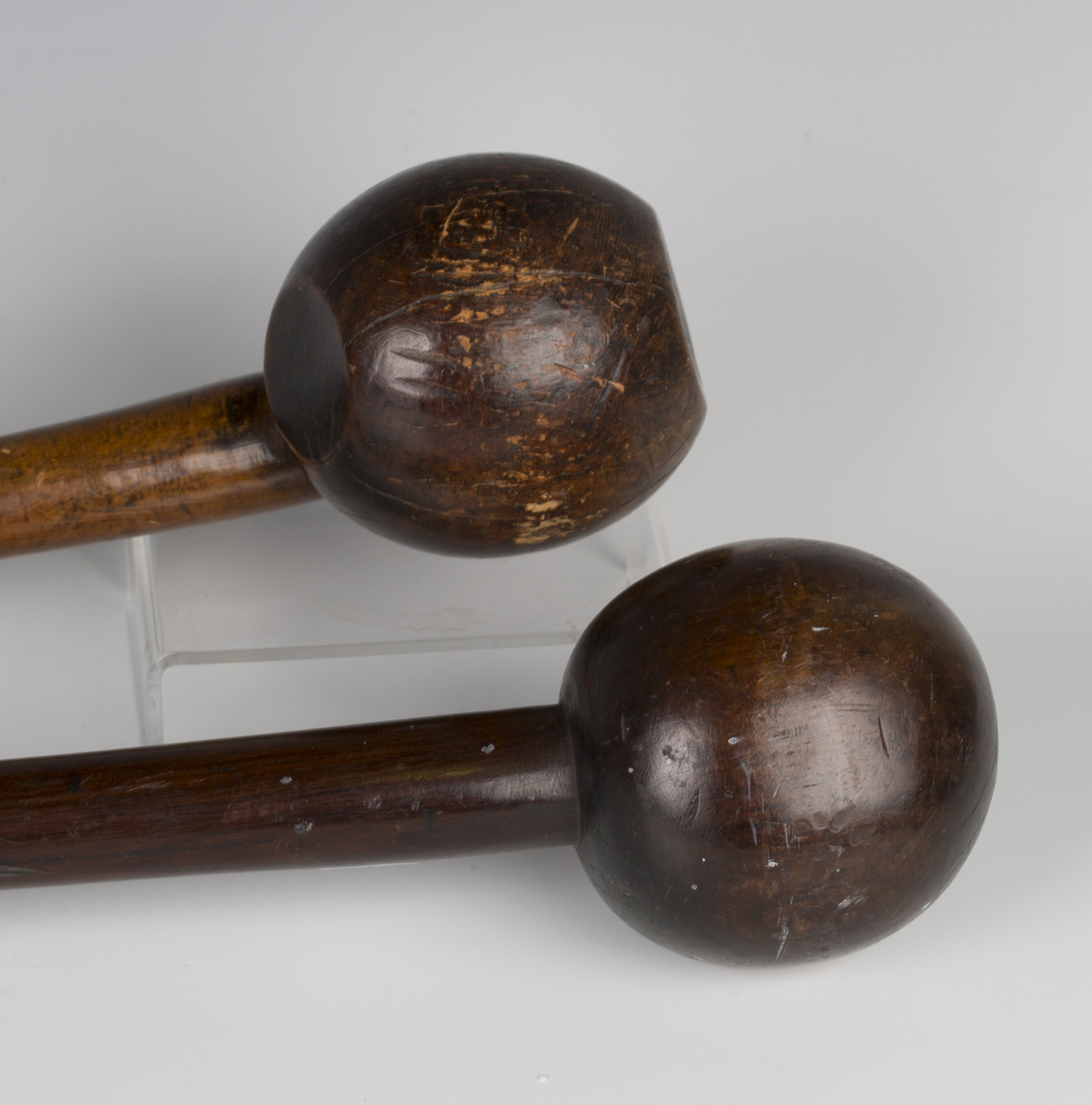 Two African hardwood knobkerries, typically carved with bulbous ends and tapering shafts, lengths - Image 2 of 2