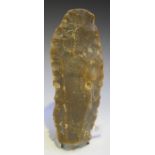 A Stone Age Pressigny flint core, the cortex inscribed in black ink with 'Abilly', length 31cm.