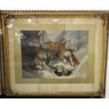 After Edwin Landseer - The Dogs of St. Bernard, a George Baxter colour print, 43.5cm x 60cm,