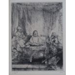 Rembrandt van Rijn - Christ at Emmaus: The Larger Plate, etching with drypoint on laid paper,