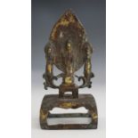 A Chinese gilt-bronze figure group of three standing Bodhisattva, Tang style but probably later, the