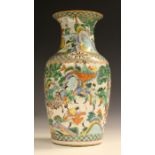 A Chinese famille verte porcelain vase, late 19th century, the shouldered body and flared neck