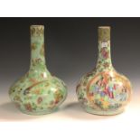 Two Chinese Canton famille rose porcelain bottle vases, mid-19th century, one painted with birds,