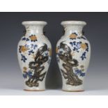 A pair of Chinese crackle glazed porcelain vases, late 19th century, of baluster form, each