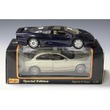 A small collection of Maisto 1-18th and 1-24th scale model Jaguar cars, including Mark II, X-Type (