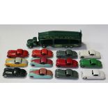 A collection of Dinky Toys cars, sports and racing cars, including twelve No. 157 Jaguars, a No. 234