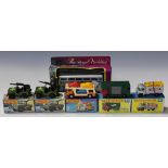 A small collection of Matchbox vehicles, comprising a No. 11 Scaffolding Truck, a No. 17 Horse