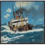 Walter Thomas - 'Tramp Steamer', 20th century gouache, titled verso, 25cm x 26cm.Buyer’s Premium