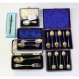 A set of six Victorian silver teaspoons with spiral twisted handles, Birmingham 1898 by William