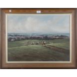 Ken Farrow - 'Pipe-opener, Newmarket', 20th century oil on canvas, signed recto, titled verso, 43.