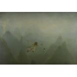 Peter van Straten - 'Breast-stroke', oil on canvas laid on board, signed recto, titled label
