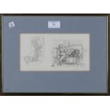 Edward Ardizzone - Studies of Lovers, pencil and ink, signed with initials, 12cm x 22cm, within a