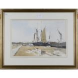 John Yardley - 'Drying the Sail', 20th century watercolour, signed recto, titled label verso, 32.5cm