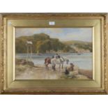 J. Henry Drage - Ferry Crossing at Dittisham on the River Dart, and Horses Outside a Ferry Toll