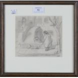 Edward Ardizzone - 'Woman & Dog', pencil, signed with initials recto, titled to New Grafton