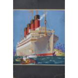 Walter Thomas - Ocean Liner, possibly a Ship of the White Star Line (Design for a Poster), 20th