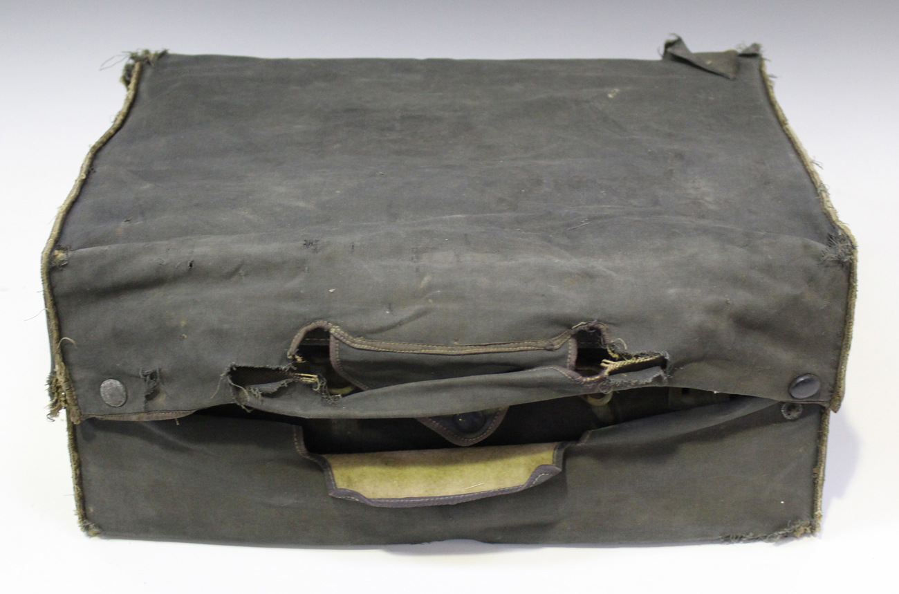 A George V leather travelling vanity case, the interior containing a selection of silver mounted - Image 2 of 4