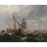 Alfred W. Parsons - 'Taking Wreckage in Tow', oil on canvas, signed and dated 1878 recto, titled