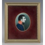 J.D. Miller - Oval Miniature Portrait of Napoleon in Profile, 19th century watercolour on ivory, 6.