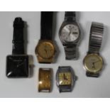 A group of six gentlemen's wristwatches, comprising Tissot Seastar Automatic, Seiko 5 Automatic,