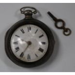 A silver pair cased keywind open-faced gentleman's pocket watch, the gilt fusee movement with a